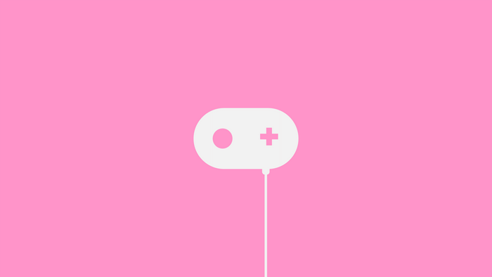 Minimalist white game controller on pink background
