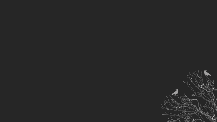 Minimalist vector art of two crows on a tree branch