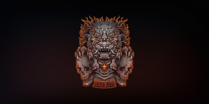 4K artwork of a demon with skulls