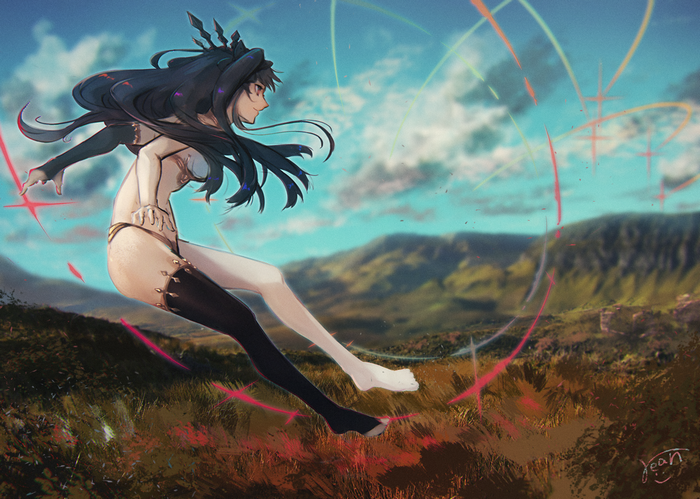Ishtar from Fate/Grand Order in a landscape