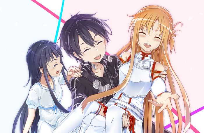 Kirito and Asuna from Sword Art Online with Yui