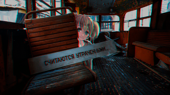 Anime girl in abandoned Soviet bus
