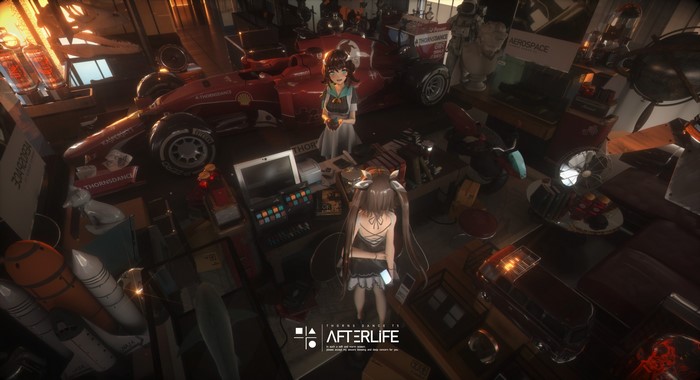 Anime girls with a Formula 1 car