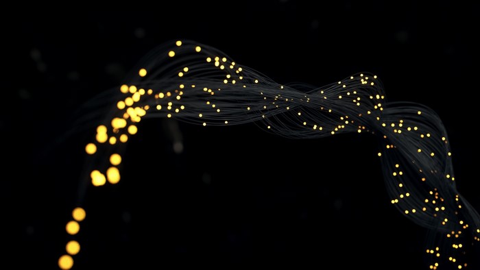 Abstract dark background with glowing fiber optics