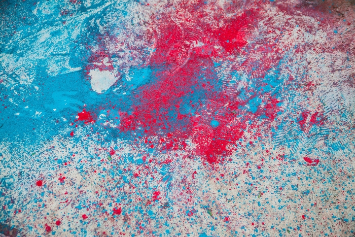 Abstract Red and Blue Powder Splatter