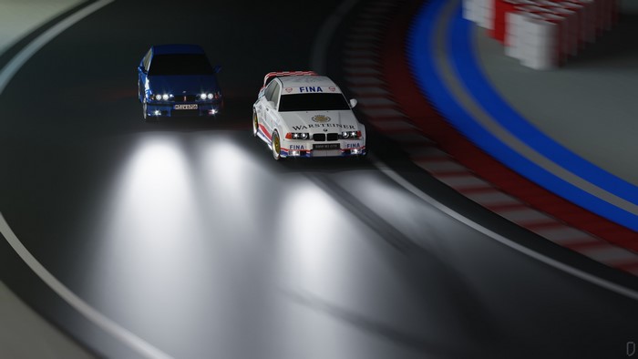 BMW E36 M3 GTR and BMW 3 Series on a race track
