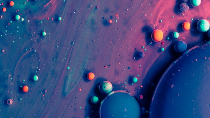 Abstract Blue and Orange Paint Bubbles