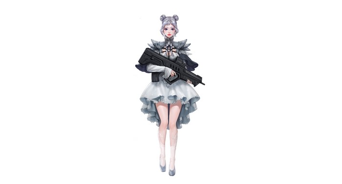 Anime girl with a machine gun