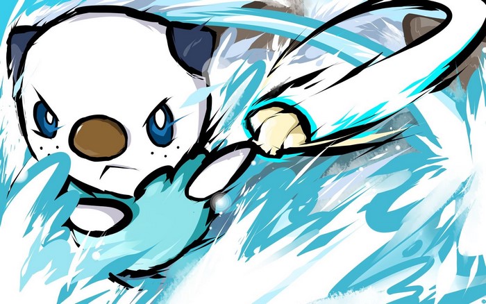 Oshawott from Pokémon using water attack