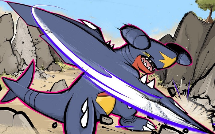 Garchomp from Pokémon attacking