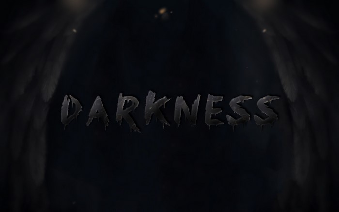 The word DARKNESS with wings