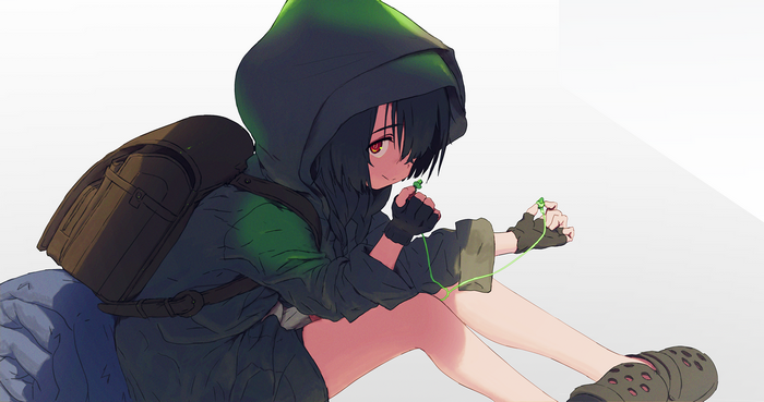 Anosillus II from SSSS.GRIDMAN with headphones and backpack