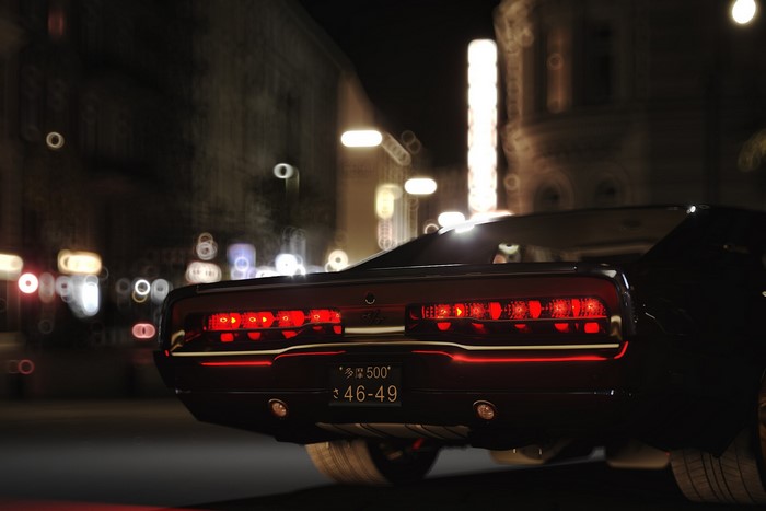 Black Dodge Charger at Night