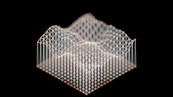 3D abstract digital grid topography