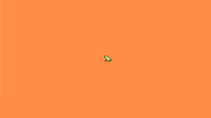 Minimalist frog on orange background