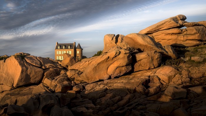 House on a rocky coast in France