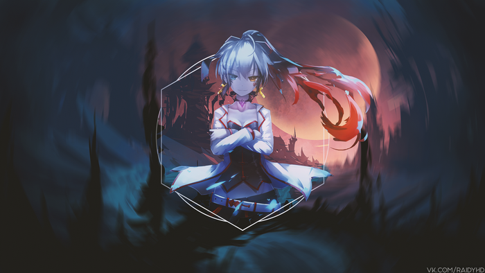 Anime girl with white and red outfit