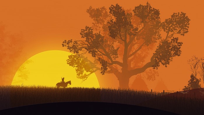 Geralt from The Witcher 3: Wild Hunt at sunset