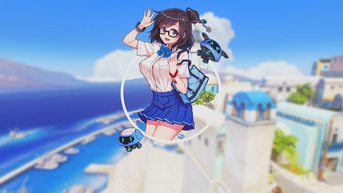 Mei from Overwatch in a school uniform
