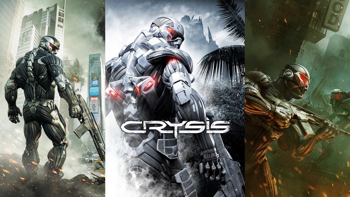 Crysis video game art with soldiers in Nanosuits