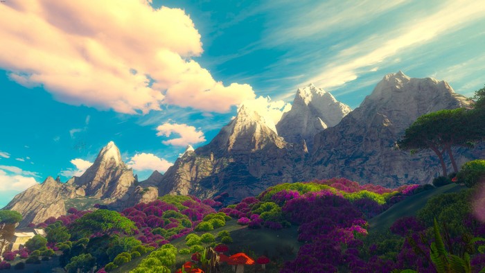 The Witcher 3: Wild Hunt landscape with mountains and clouds
