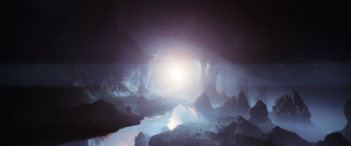 Destiny 2: The Moon's cave with bright light