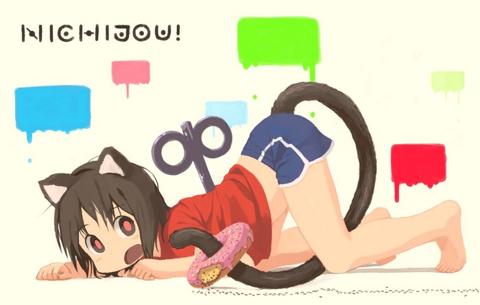 Nano Shinonome from Nichijou with cat ears and tail