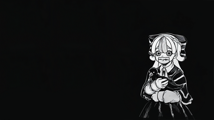 Lilly holding a crow, black and white