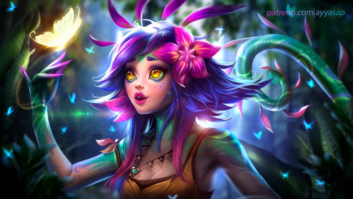Neeko from League of Legends with a butterfly