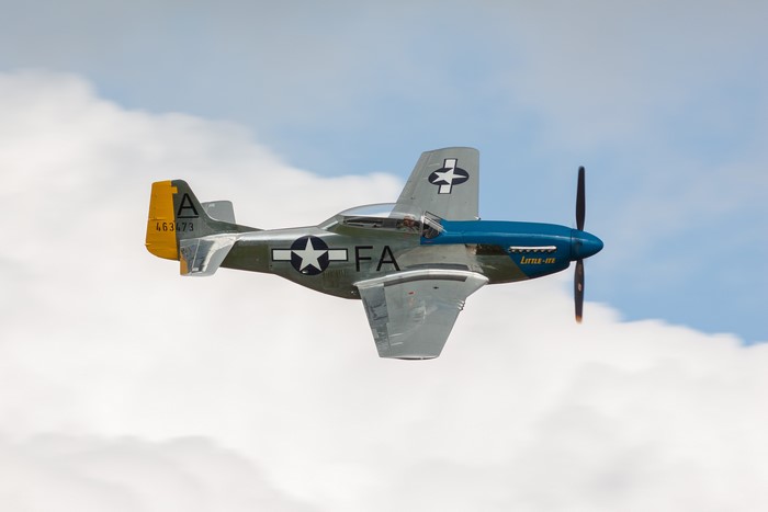 North American P-51 Mustang aircraft in flight