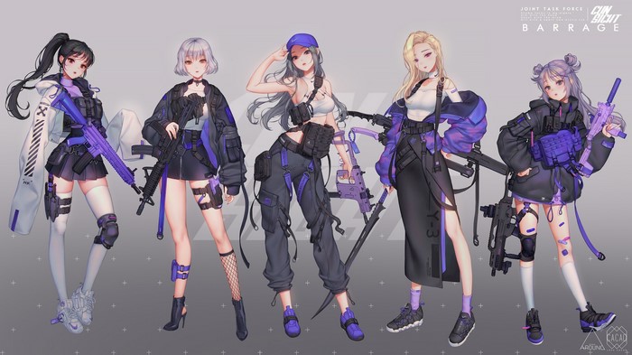 Anime girls with guns and tactical gear