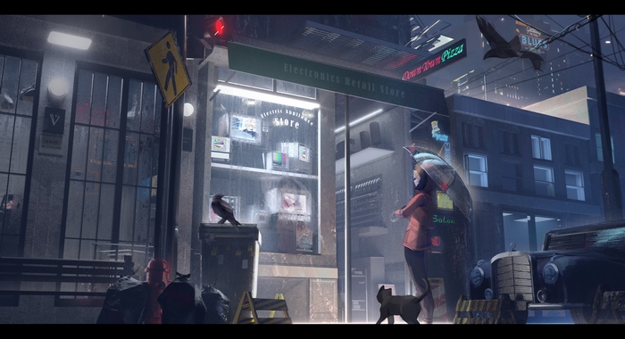 Kenny McCormick with Umbrella in Rainy City
