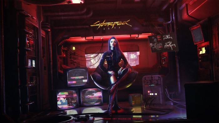 Woman in chair from Cyberpunk 2077