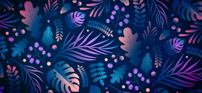 Artistic Nature Leaves and Berries Pattern