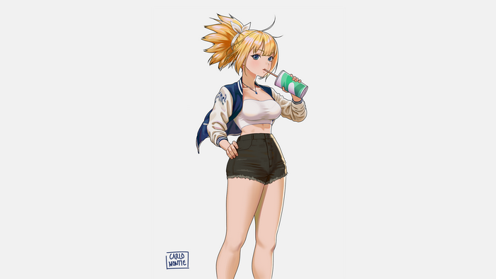 Kohaku from Dr. Stone drinking from a cup