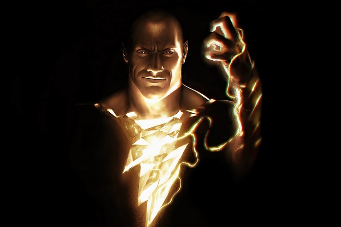 Black Adam with glowing lightning