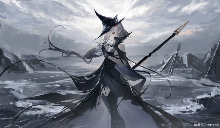 Gladiia from Arknights with a spear