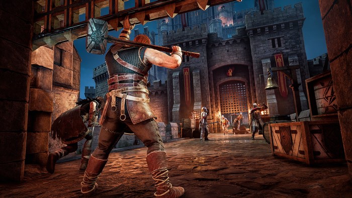 Hood: Outlaws and Legends characters in a castle courtyard