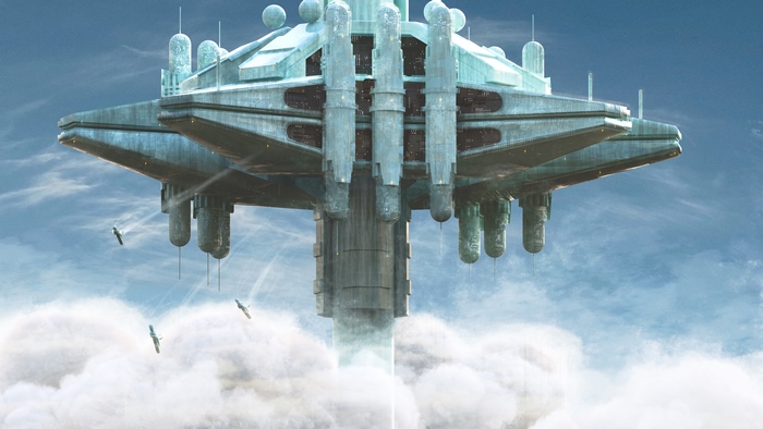 Sci-Fi Building in the Clouds 4K