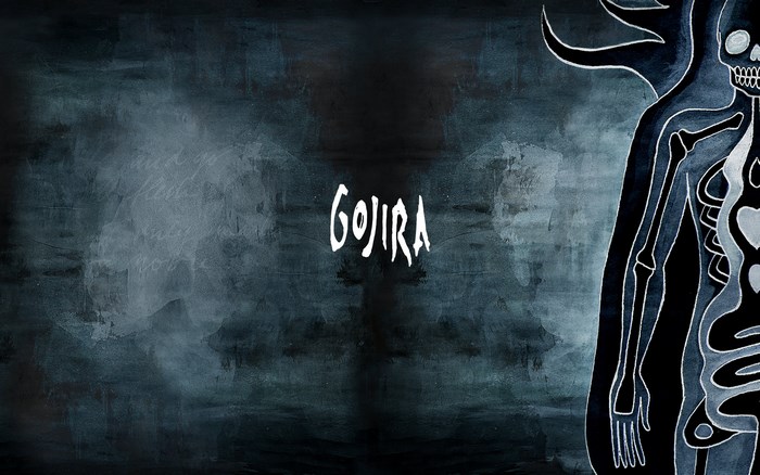 Gojira band logo with skeleton art