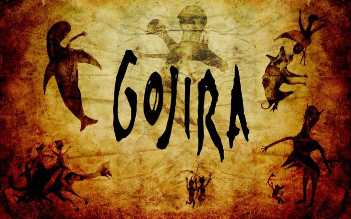 Gojira band logo with abstract figures