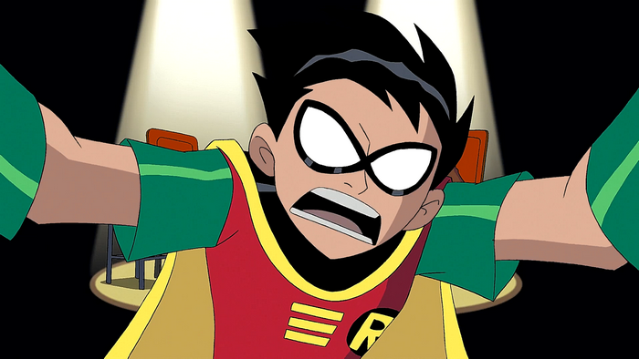 Robin from Teen Titans in a close-up shot