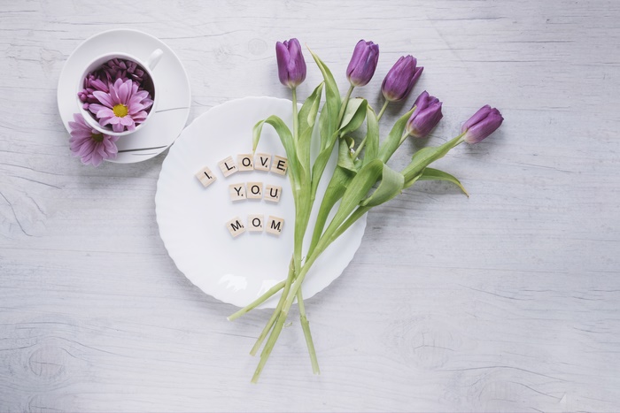 Purple Tulips and Flowers for Mother's Day