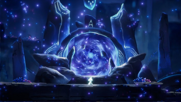 Lumione portal with glowing particles