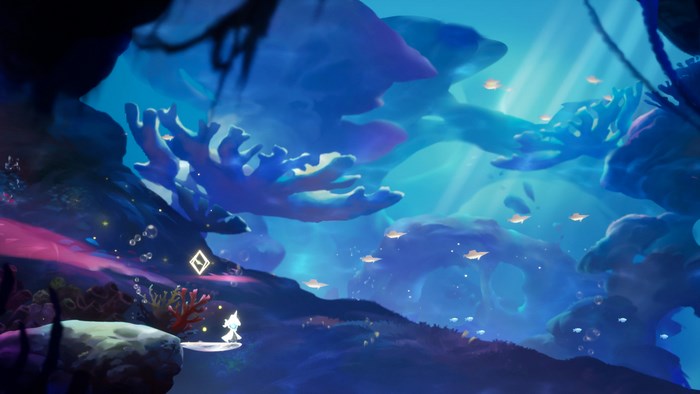 Lumione underwater scene with character