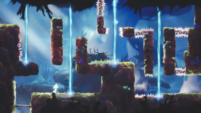 Lumione in a mystical forest with glowing water