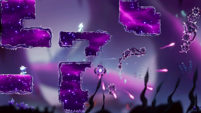 Lumione in a purple, starry, alien world