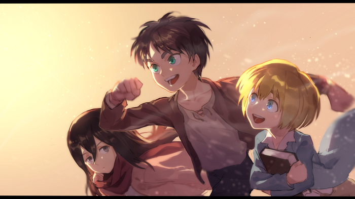 Eren Yeager and Friends in Warm Light