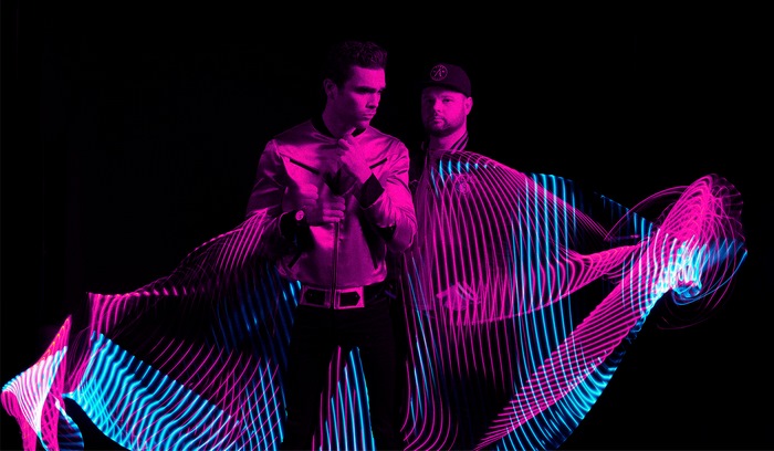 Royal Blood duo with neon light effects