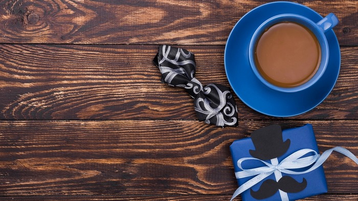 Father's Day gift with coffee and bow tie